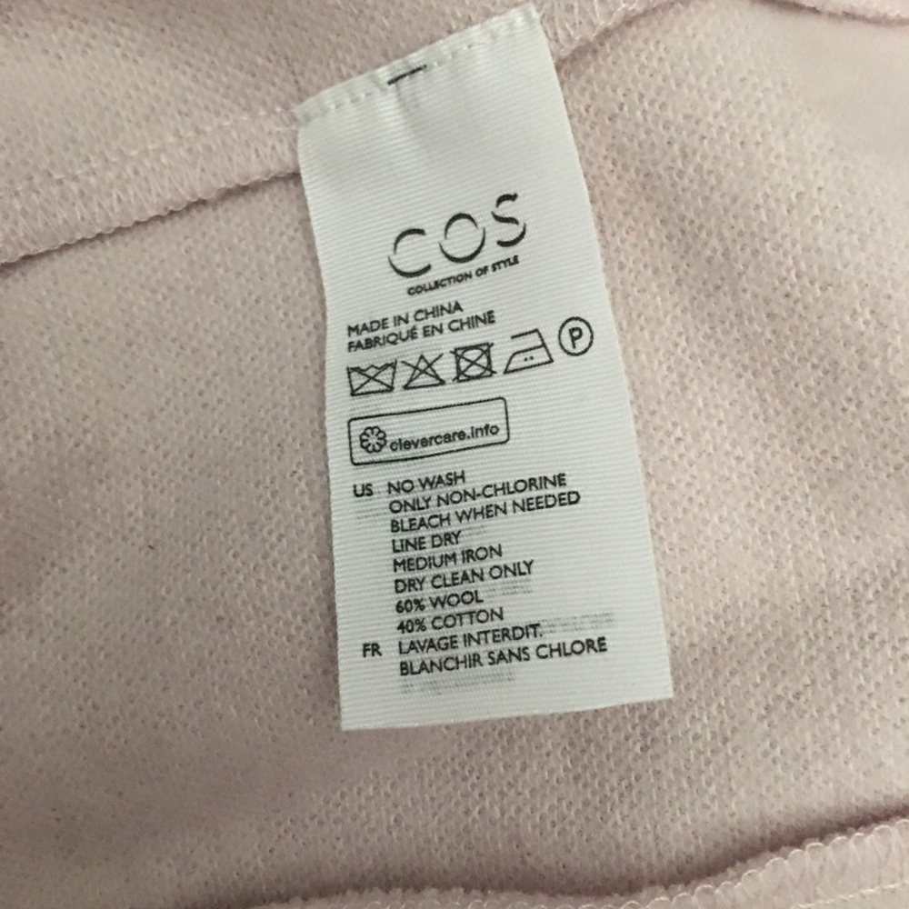 COS Sweater Wool Cotton Blend Pullover Woman Size Small Blush Pink - Picture 8 of 11